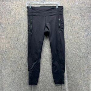 Lululemon Crop Leggings Womens 8 Black Zip Pocket Athleisure Pants Training